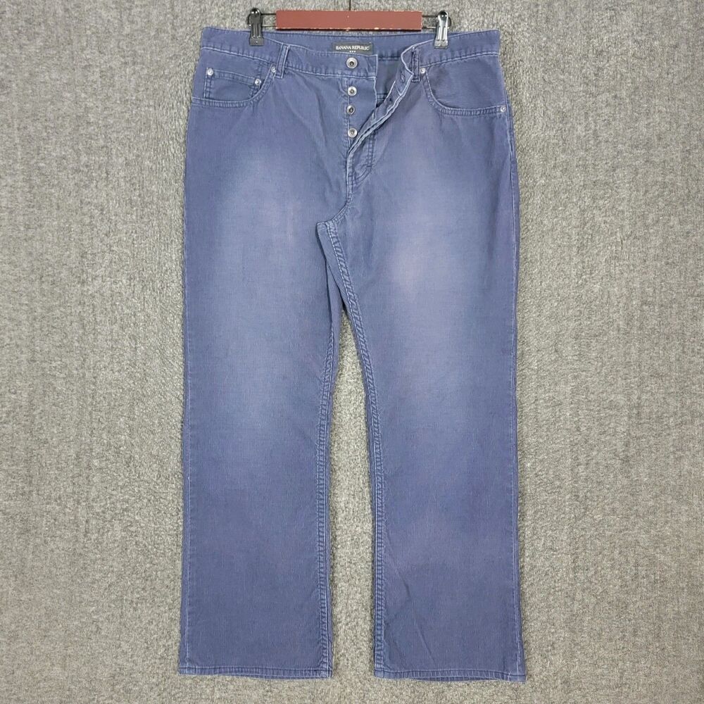 Vintage Banana Republic Pants Mens 36x28* Blue Corduroy Button Fly Relaxed Cords